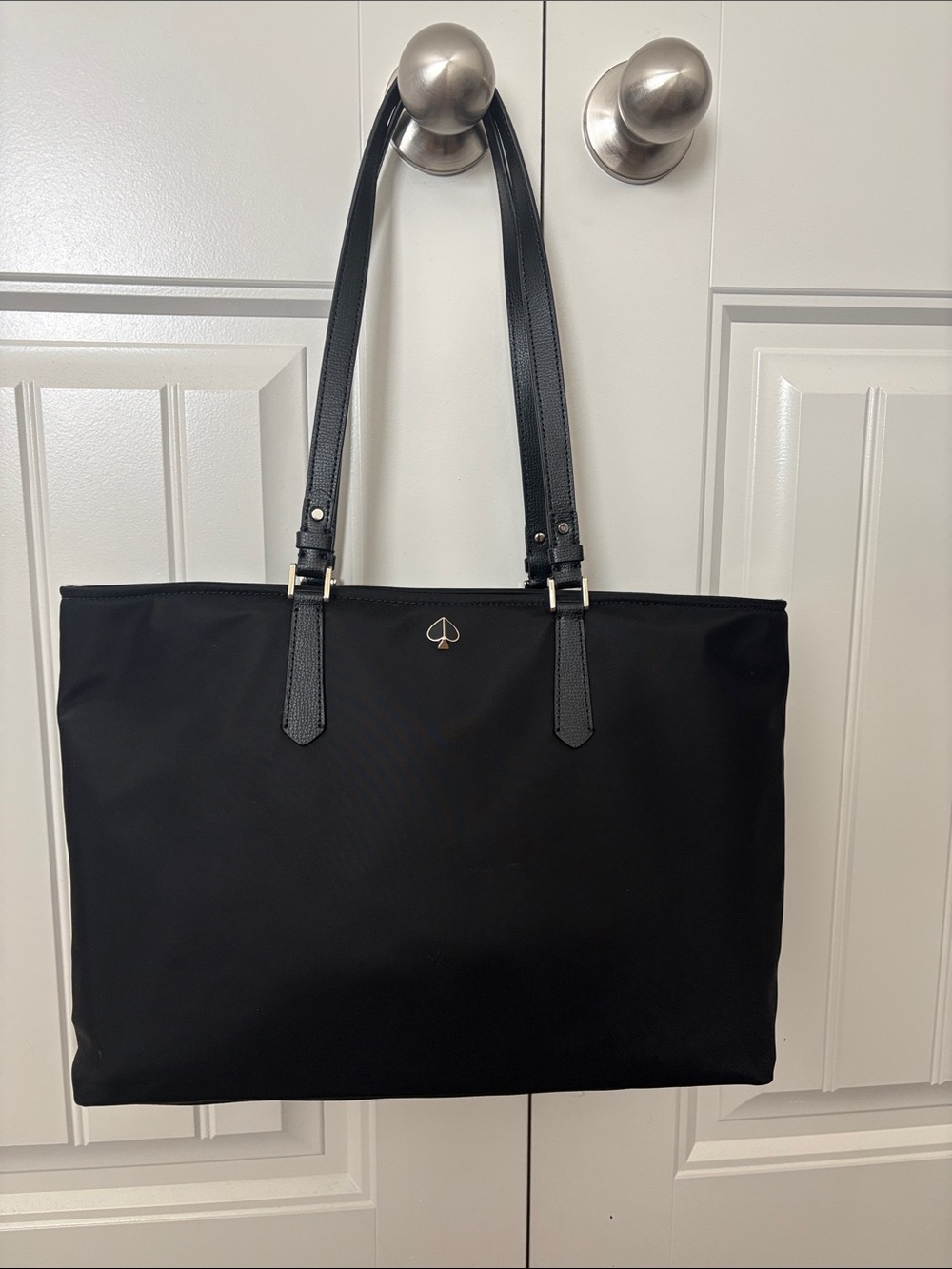 Black Kate Spade Nylon Tote Bag with Shoulder Straps